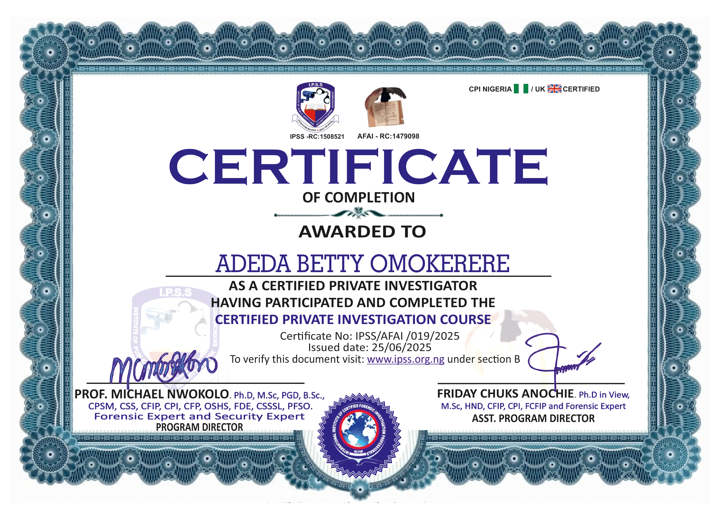 Certificate 19